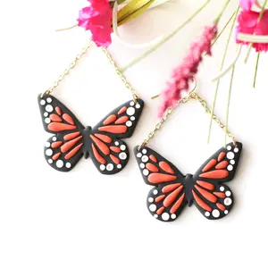 Clay Butterfly Earrings - Intricate Butterfly Design with Hypoallergenic Hooks - Lightweight & Subtle Statement Earrings for Any Occasion