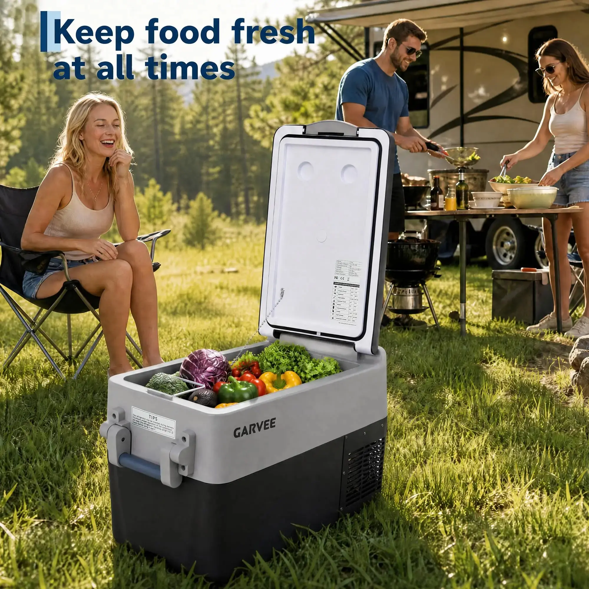 Portable Car Refrigerator 53QT Dual Zone 12V Fridge Freezer With App Control 12/24V DC And 110-240V AC Portable Cooler For Camping Fishing Travel And Home Use