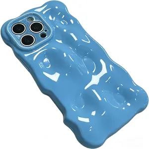 Viral Wavy Edge Squishy Case | Macaron Pleated TPU Fashionable Shockproof Protector for iPhone 11-17 Pro Max for Trendy Girls