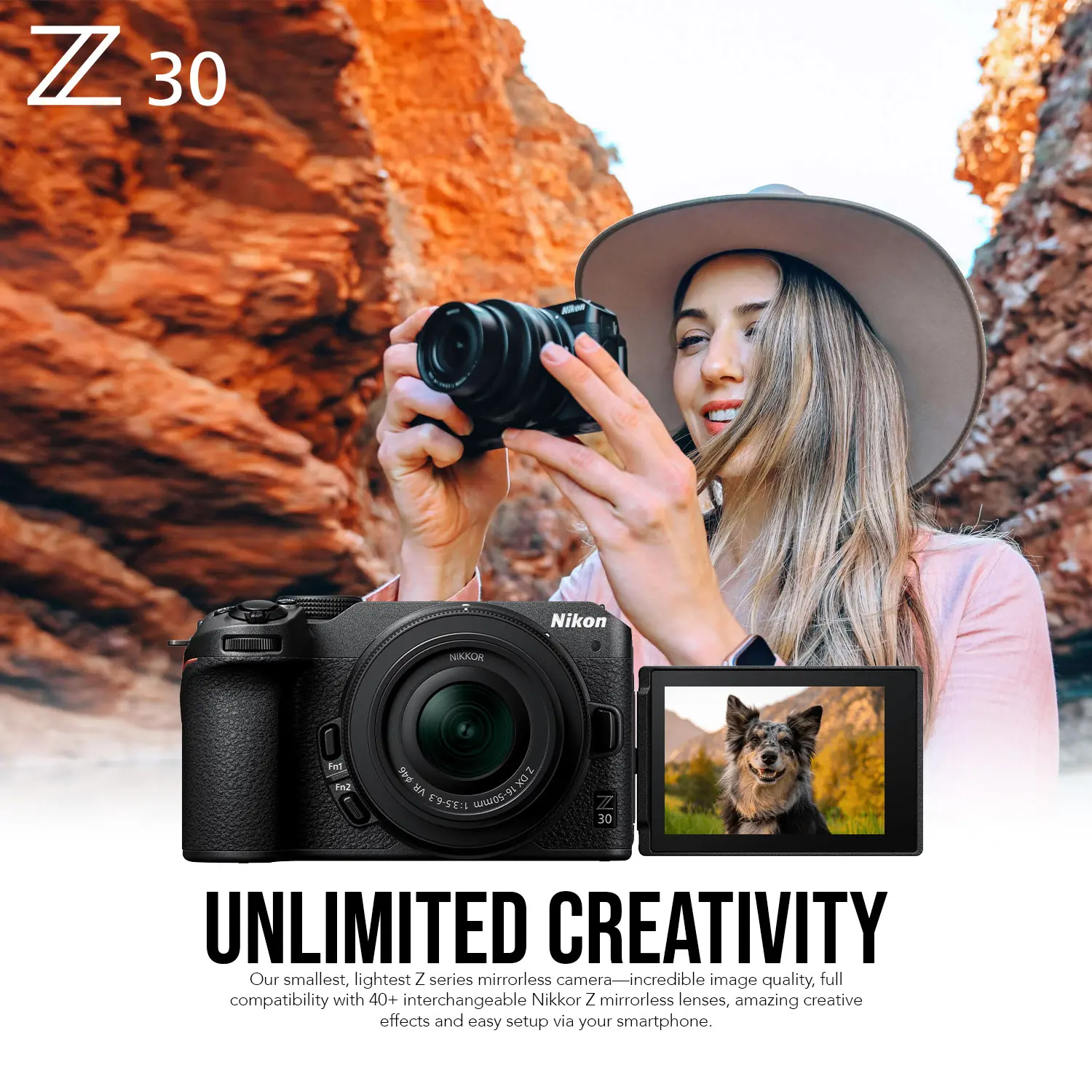 Nikon Z 30 Creators Kit with NIKKOR DX 16 to 50mm F3.5 to 6.3 VR and Bag Bundle