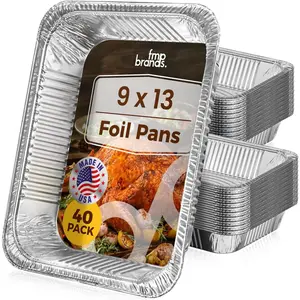 40 Pack 9x13  Foil Pans - Heavy Duty Half Size Baking Pans Disposable for Roasting, Cooking, Serving, and Freezing - Tin Pan Trays for Buffet,  , and  Storage