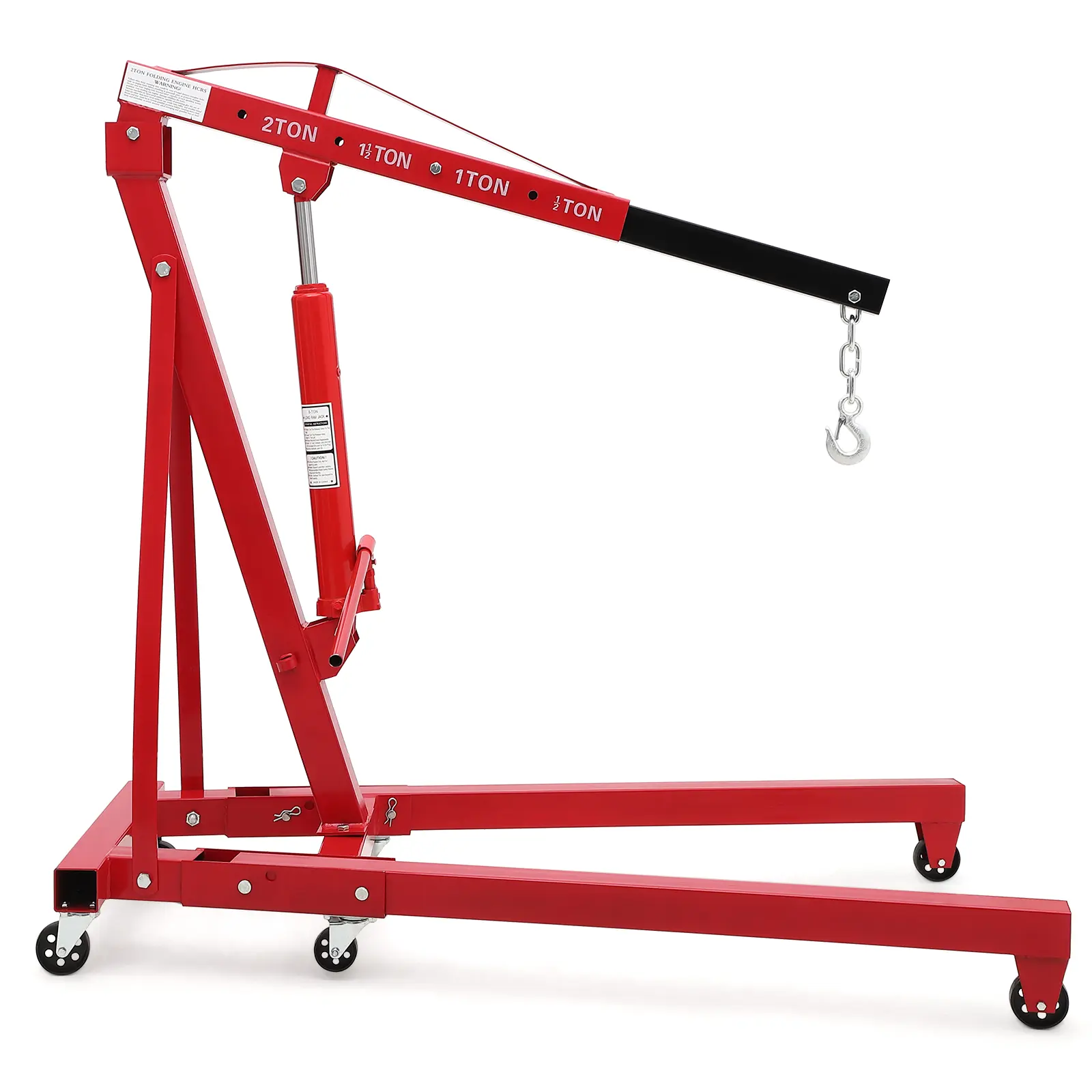 4400LBS Folding Engine Crane Engine Hoist Cherry Picker 2 Ton Hydraulic Shop Engine Shop Crane, Heavy Duty Engine Lift Garage Workshop Auto Repair Foldable Stand with 6 Caster