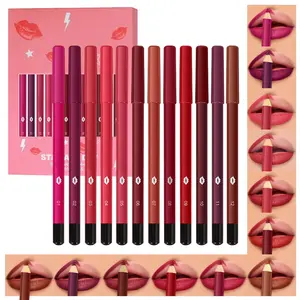 Matte Waterproof Lip Liner Crayon Pencils Set Packs for Shaping & Sculpting Lips, Pink Chestnut Maroon Dark Taupe Brown Plum Purple Deep Red Creamy Lipstick and Lip Liner Set