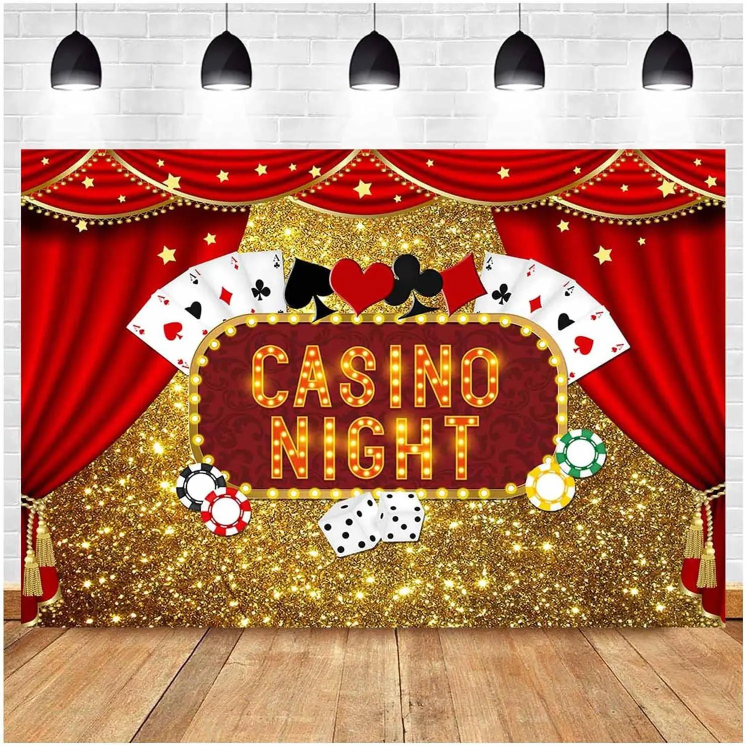 Las Vegas  Glitter Bokeh Photography Backdrops 5x3ft Vinyl  Night   Red Curtains Photo Background Birthday Party Prom Banner Studio Shoot Booth Props Dessert Cake Table Decor