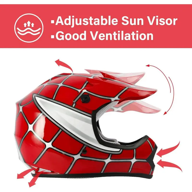 Youth Motorcycle Four Wheeler Riding Racing Helmets Motocross ATV Helmets Offroad Street Dirt Bike Go-Kart BMX MX Full Face Helmet Red Spider Samll Size Youth Motorcycle Four Wheeler Riding Racing Helmets Motocross ATV Helmets Offroad Street Dirt Bike Go-Kart BMX MX Full Face Helmet Red Spider Samll Size