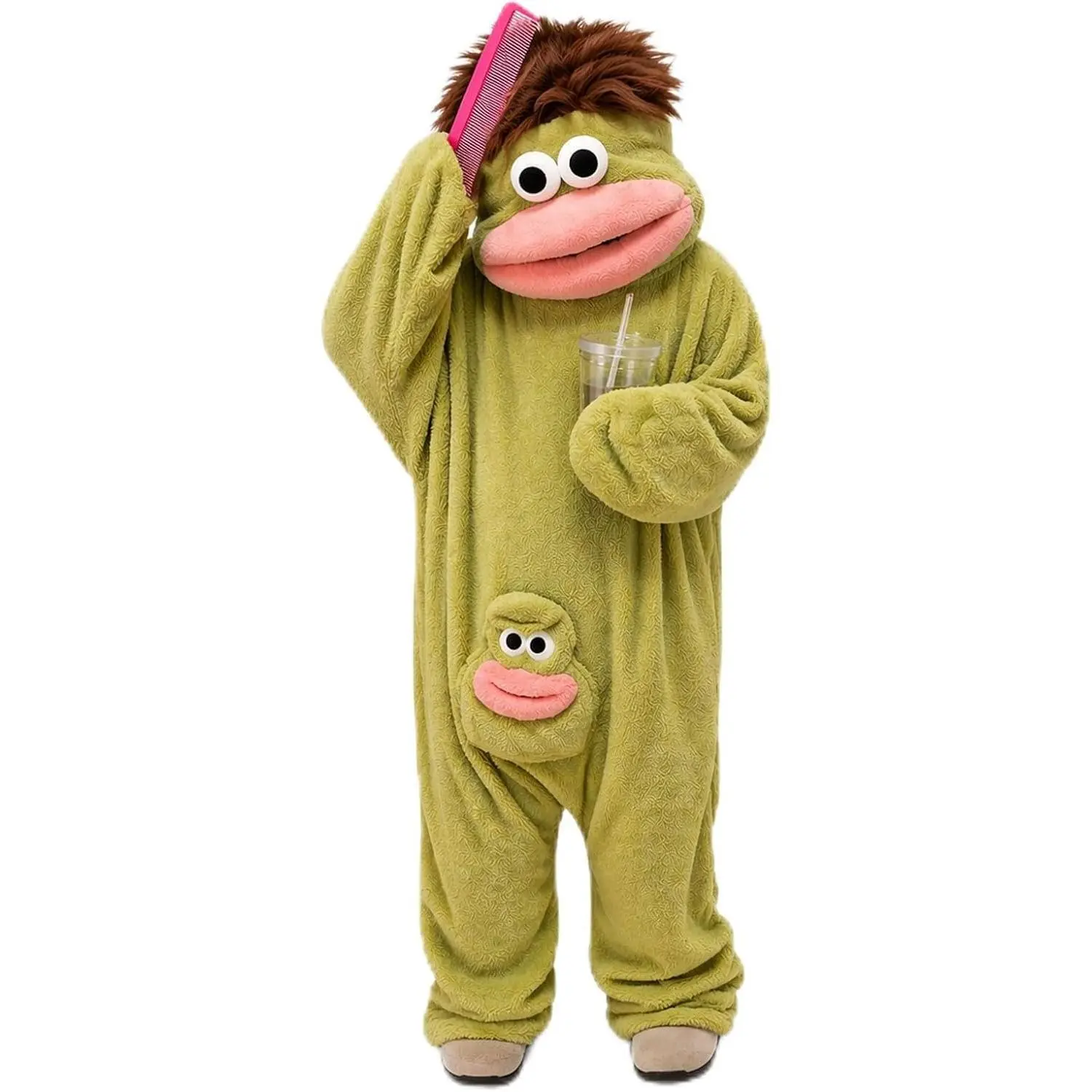 2026 Kids' Thick Full-Sleeves Monster Puppet Onesie - Fleece Nightwear Outfits, Loose Fit Fluffy Full-Body Suit, Interactive Mouth, Soft Stretchy Design, Googly Eyes, for Halloween & Carnival Events