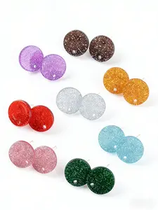 DIY Jewelry Making Kit, 18pcs Fashion Round Bling Acrylic Earrings Pendants, Stainless Steel Studs, Style Women Accessories