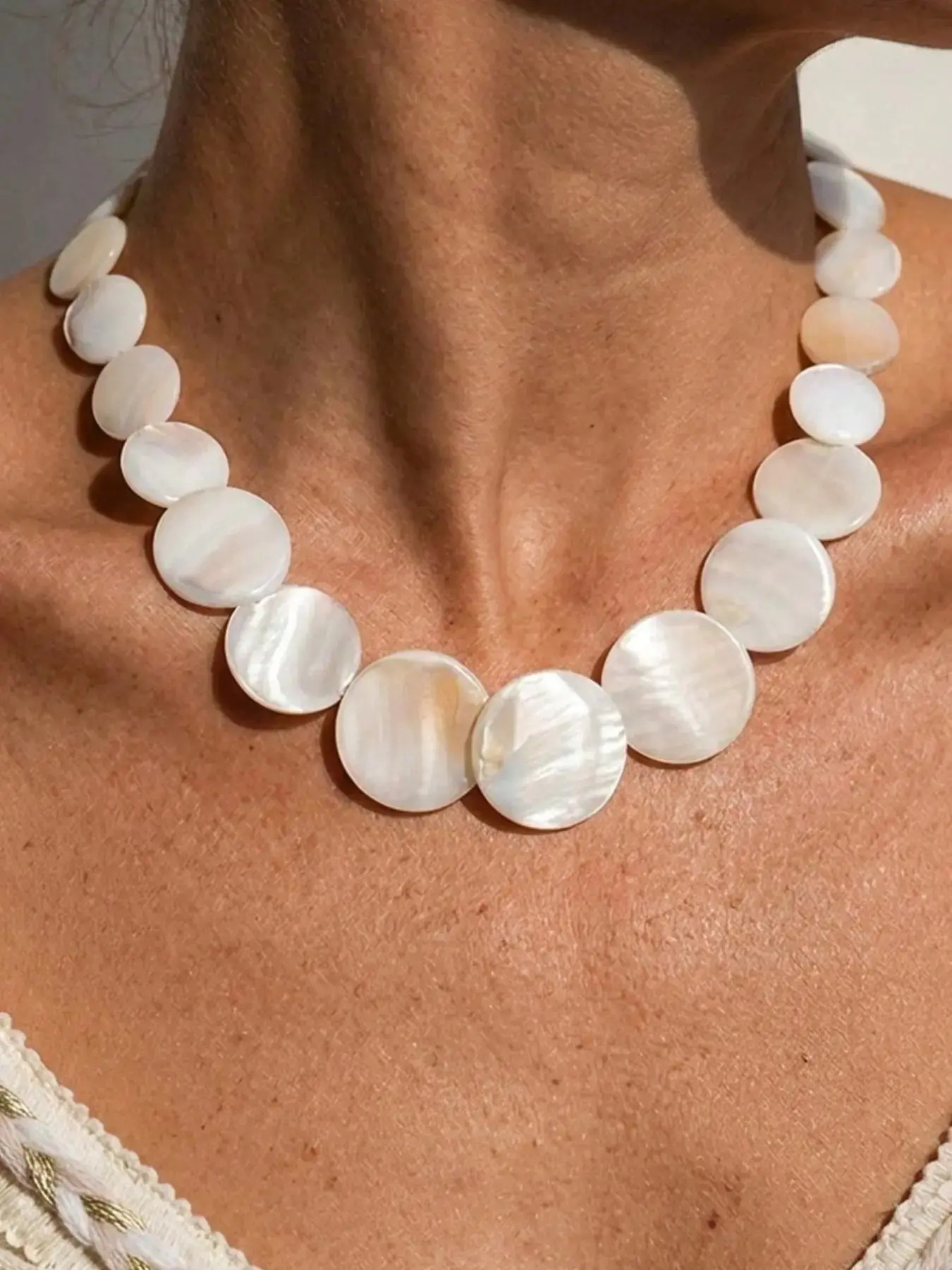 Bohemian Style Summer Beach Natural Shell Necklace, Jewelry for Women, Perfect for Street, Party, and Beach Accessories, 1pc Versatile Elegant Accessory