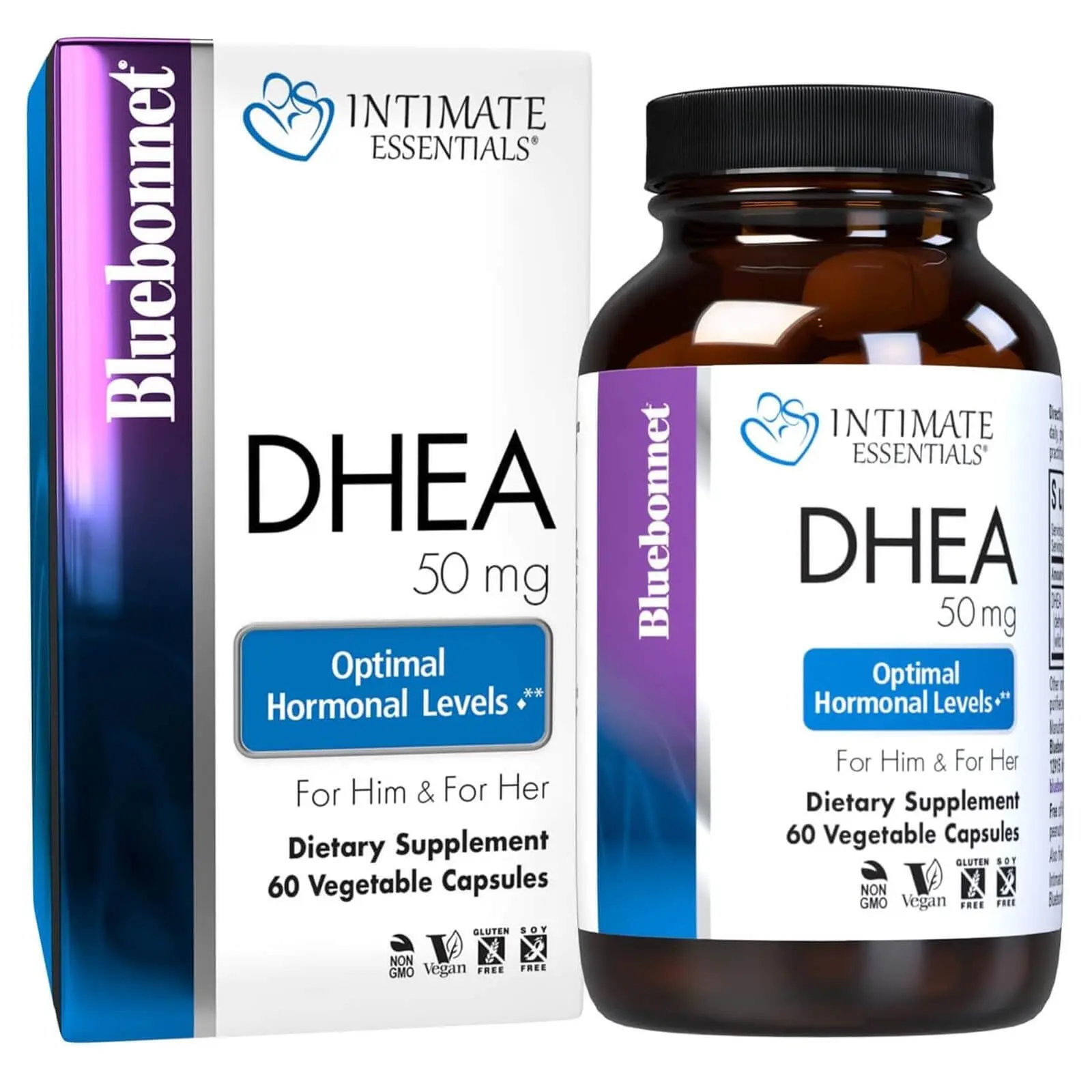 Bluebonnet Intimate Essentials 50mg D-H- E- A 60 Veg Capsules, Brain Health