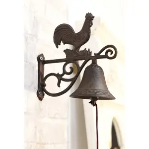 Cast Iron Rustic Western Farmhouse Rooster Chicken Door Wall Dinner Yard Bell