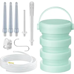Silicone Collapsible Enema Bucket Kit, 1.2 Quart Enema Buckt, 5.3ft Enama Hose, 5 Enima Tips, Coffee enemas for Colon Cleanse Men and Women