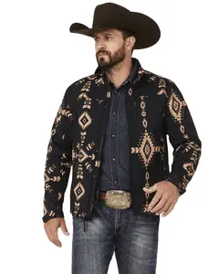 Hooey Men's Southwestern Print Softshell Jacket - Hj109bktn