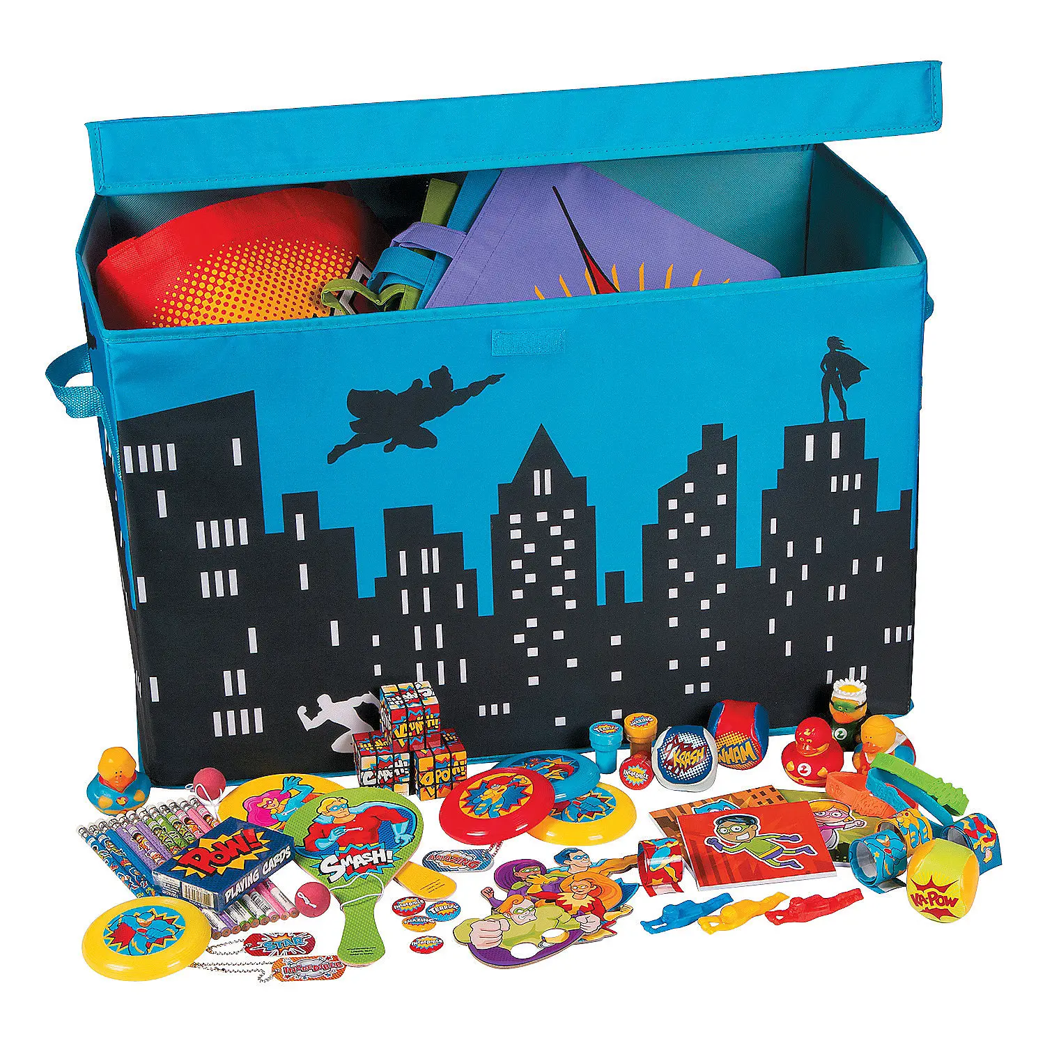 Polyester 2 ft. x 14" x 15" City Theme Superhero-Filled Chest, Bulk 500-Toys Assortment for All Ages, Toys & Hobbies, DIY, Beading & Jewelry Making