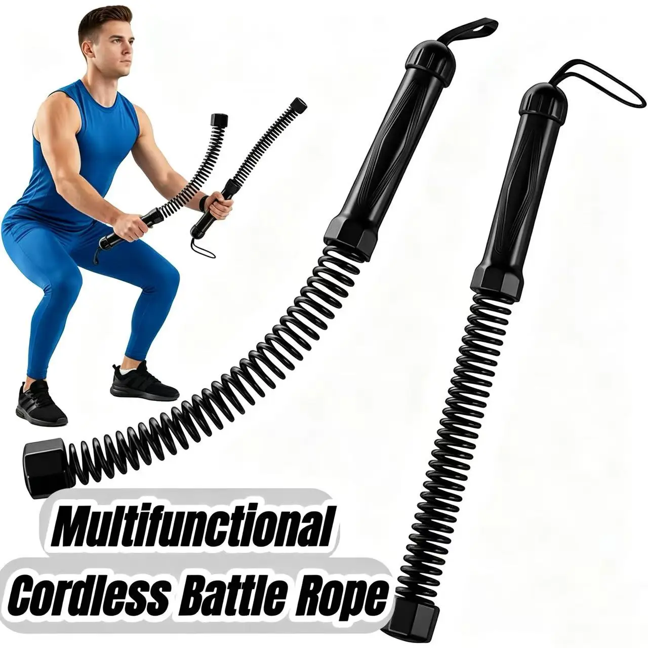 Cordless Battle Ropes, No-Rope Fitness Training Ropes for Home Use, Strength & Arm Endurance Workout Equipment, Portable Muscle Building Exercise Ropes  1.6pounds