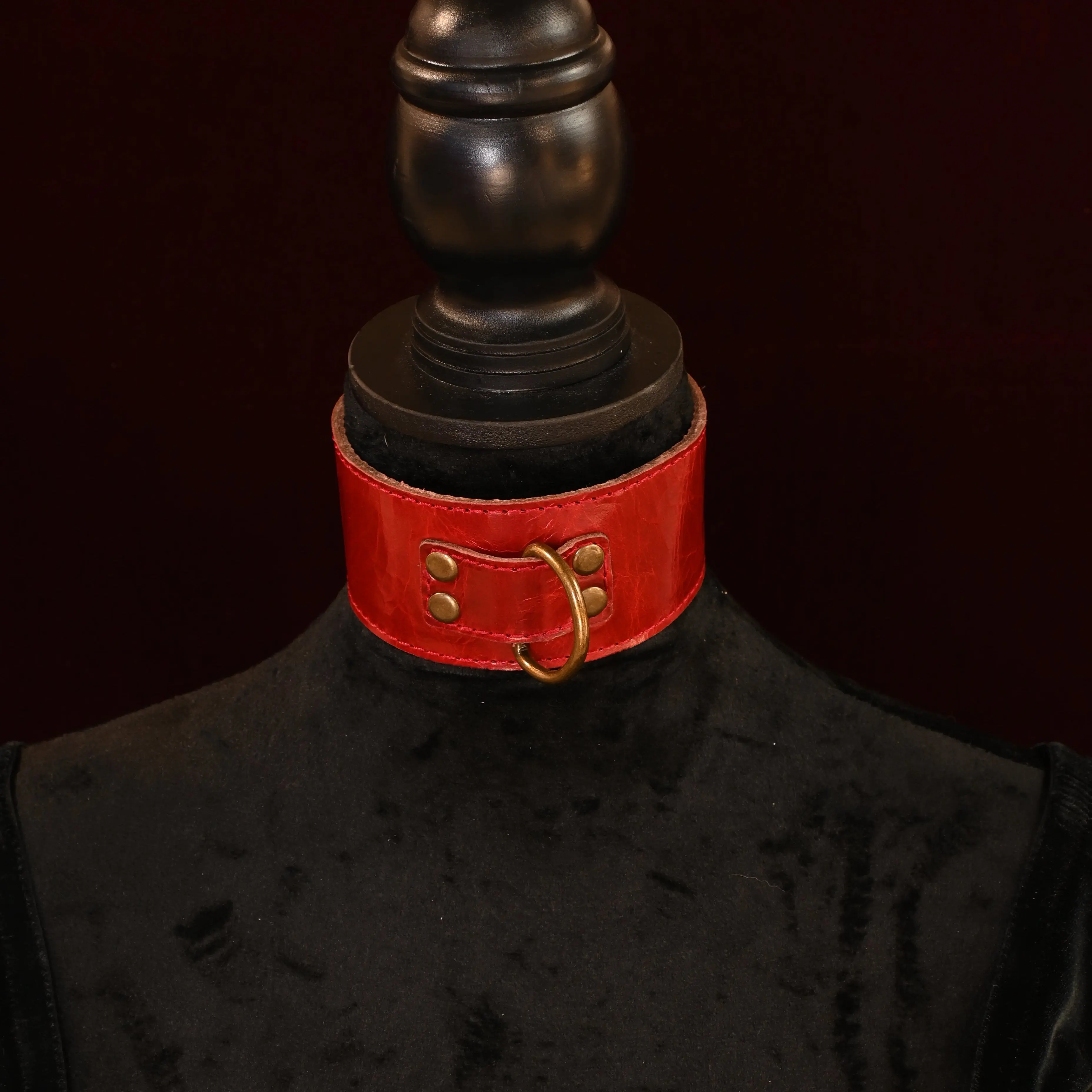 Crimson Antique Leather Set (Collar, Leash, Ankle Cuffs & Wrist Cuffs)