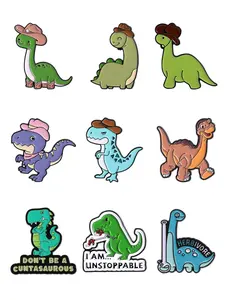 Cute Dinosaur Enamel Pins Set, 9pcs Adorable Jurassic Design Badges, Kids Book, Backpacks Decoration Buttons, Collectible Party Gifts, Ideal As Small Gifts