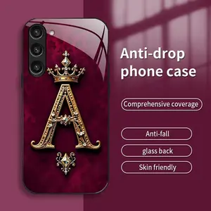 Suitable for [Galaxy S23 5g] New high-end crown letter glass mobile phone case New business simple metal paint electroplated glass mobile phone case Affordable price Anti-drop and anti-fingerprint 995