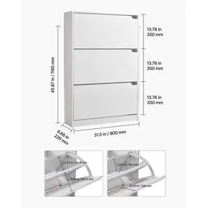 Summervibes VEVOR Shoe Cabinet with 3 Flip Drawers, Modern Shoes Storage Cabinet with Anti-Tipping Device, Freestanding Shoe Rack Organizer, Ideal for Entryway, Hallway, Bedroom, Living Room, Closet, White