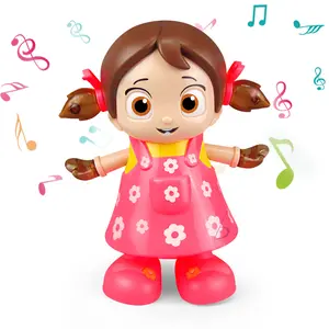 Electric Interactive Dancing Girl Doll Toy, Cartoon Doll with Light & Music, Kids Sensory Toy Gift for Boys Girls Birthday Christmas Halloween