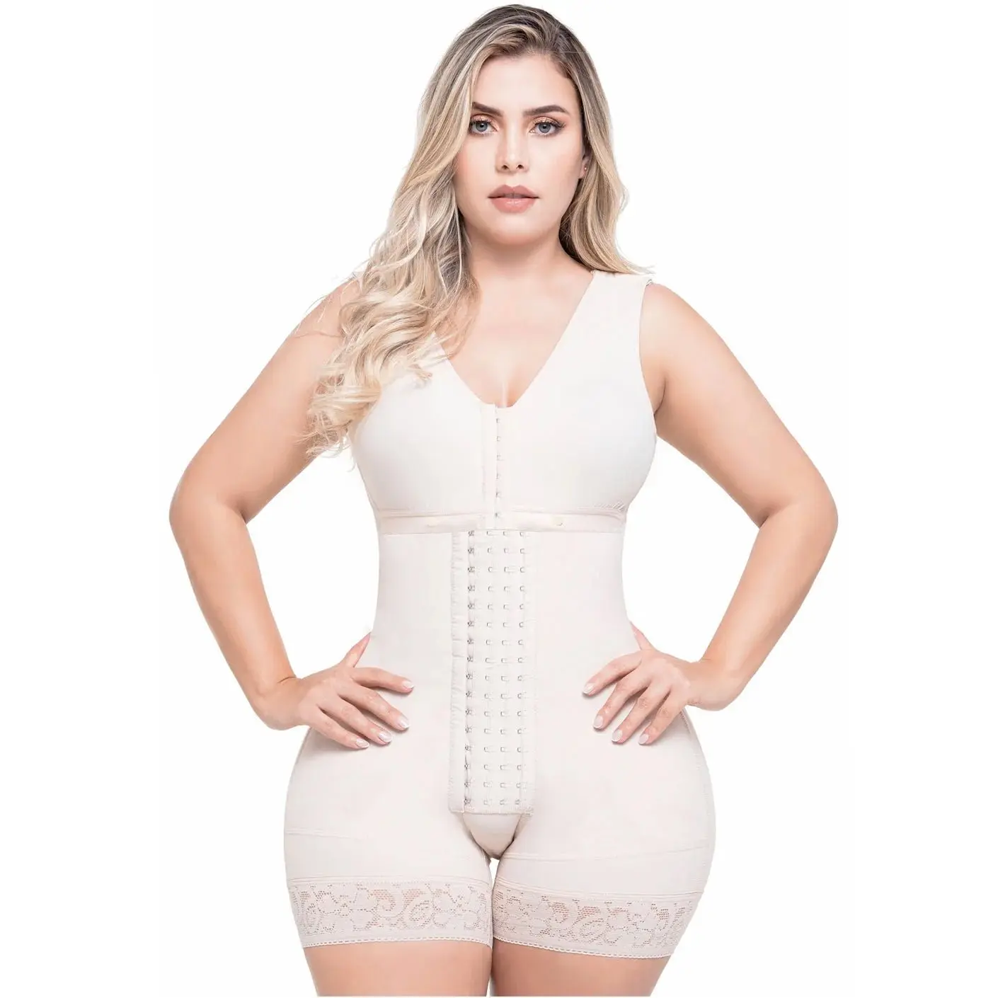 Sonryse 086 Post-Lipo Body Shaper with Bra – Short Body Compression, Cotton, Fabric, Comfortable, Adjustable, Women, Straps, Shapewear, Soft, High-Compression, Powernet Exterior, Comfortable Compression That Adapts To Your Body