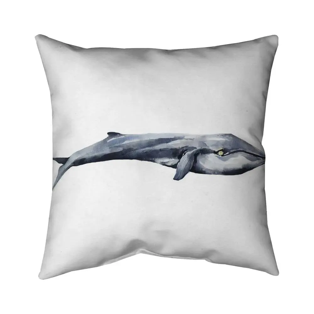 Begin Home Decor 5541-1616-AN395 16 x 16 in. Watercolor Whale Pillow - Bedroom Decor - Blue Animal Cushion