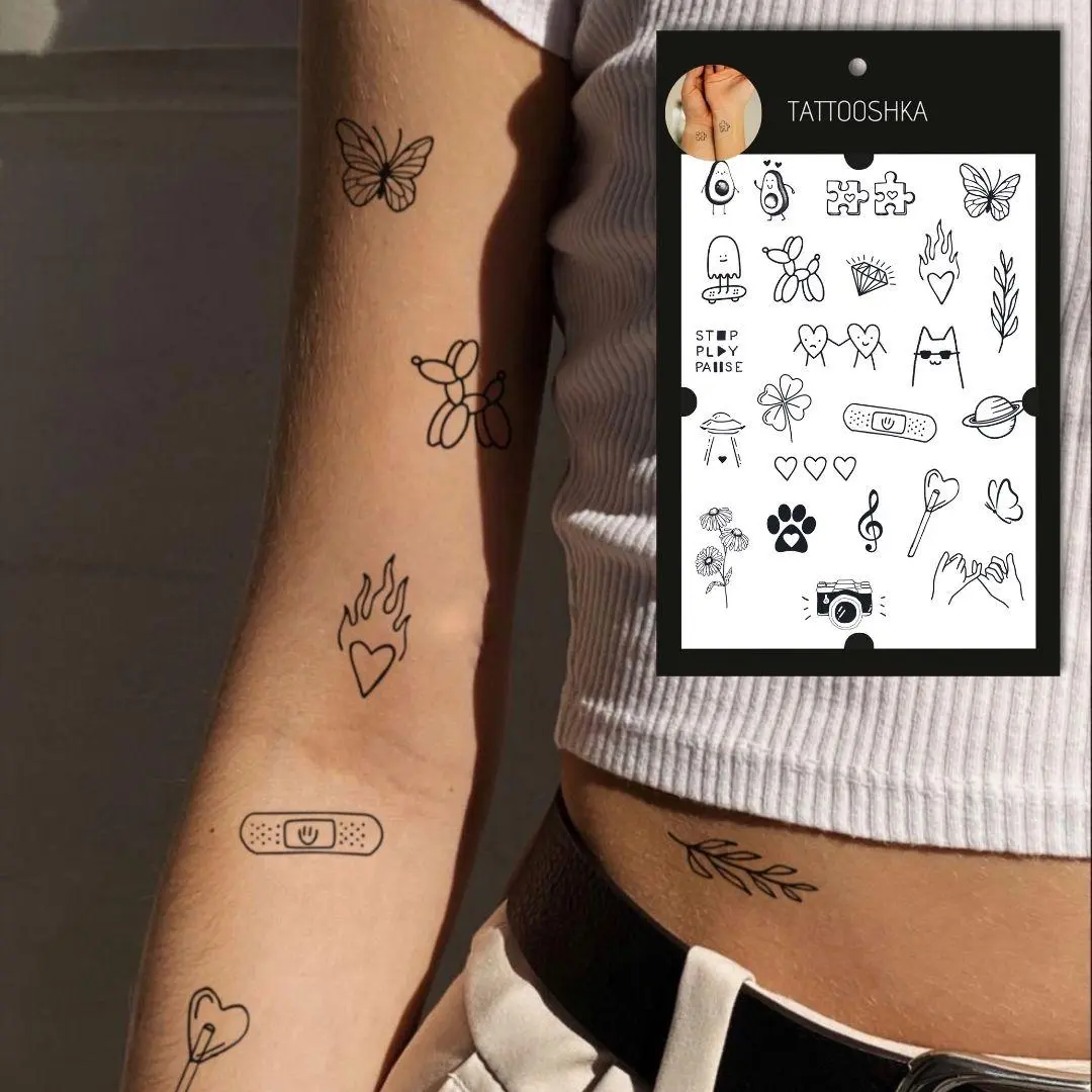 Tattoo set for couples (LB-126). Temporary tattoos. Party tattoos. Kids tattoos. Custom design. Tattoo sets. Ukrainian. Realistic. Waterproof