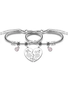 Sisters Heart Charm Bracelets, Stainless Steel Jewelry for Party, Daily Clothing Decor, Trendy All-match & Exquisite Jewelry for Birthday Gift, Metal Bracelet