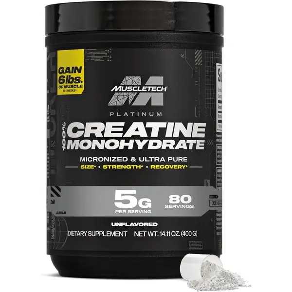 Pure Creatine Monohydrate Powder – Enhances Strength, Power & Recovery – Unflavored Micronized Formula – For Men & Women – 80 Servings
