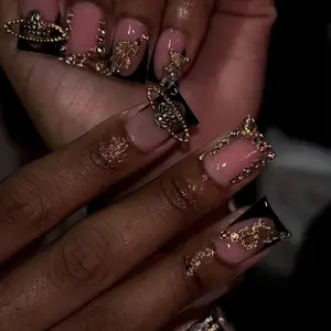 Delicatething Y2K Style Duckbill Nails, Acrylic Fake Nails, Handmade Wearable Nails, Nail Art Design, Includes Jelly Glue, Crystal Stick, File, Press On Nails, Acrylic Nail Set, Perfect Gift for Women!