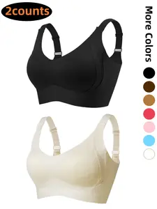 2-Pack Comfortable Wireless Bras for Women, Seamless Non-Underwire Lift Bras, Perfect for Everyday Wear with Maximum Comfort