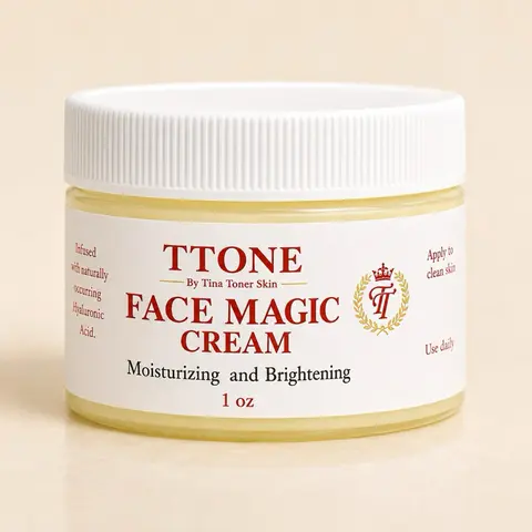 TINA TONER Face Magic Cream, Travel Size (1 oz) - Gentle, Radiant Facial Moisturizer with Hyaluronic Acid for Daily Hydration