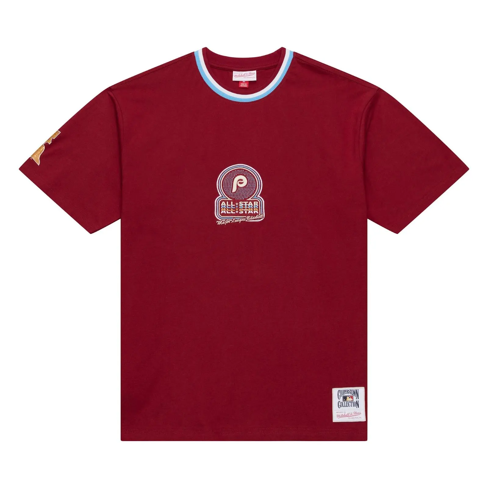 Philadelphia Phillies 1976 MLB All-Star Game Burgundy Playmaker T-Shirt Throwback Tee Graphic Vintage Fan Gear Mitchell & Ness