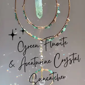 Green fluorite and aventurine healing crystal suncatcher meditation crystals