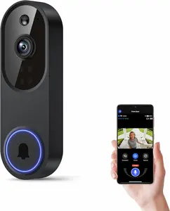 Wireless Wi-Fi Video Doorbell Camera with Two Way Audio, AI Motion Detection, Night Vision and Cloud Storage, 2.4G Wi-Fi only (Black-NoChime)
