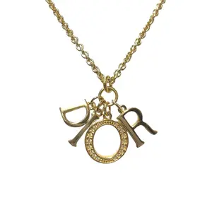 Pre-owned Dior Brass Small Leather Goods CD Charm Necklace