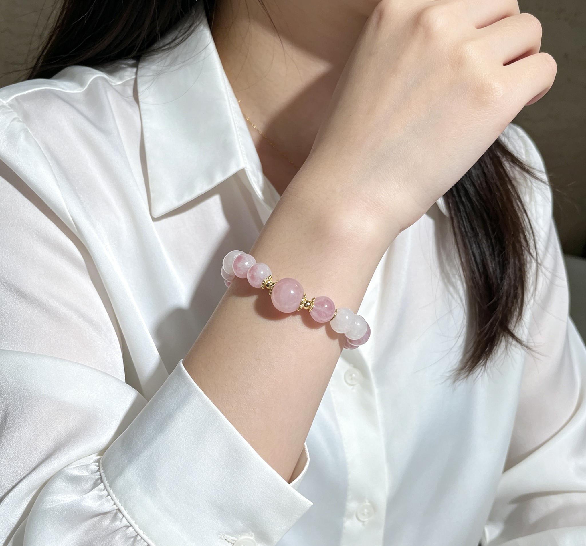 Natural Rose Quartz & Clear Crystal Beaded Bracelet, Handcrafted Healing Crystal Bangle, Spiritual Energy Jewelry for Daily Wear, Meditation, Dating & Casual Outings, Elegant Star Charm Wristband Gift for Her