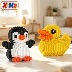 Kawaii Penguin & Duck Micro Brick Building Kit - Cute 2-Pack Animal Toy Perfect Gift for Kids & Collectors
