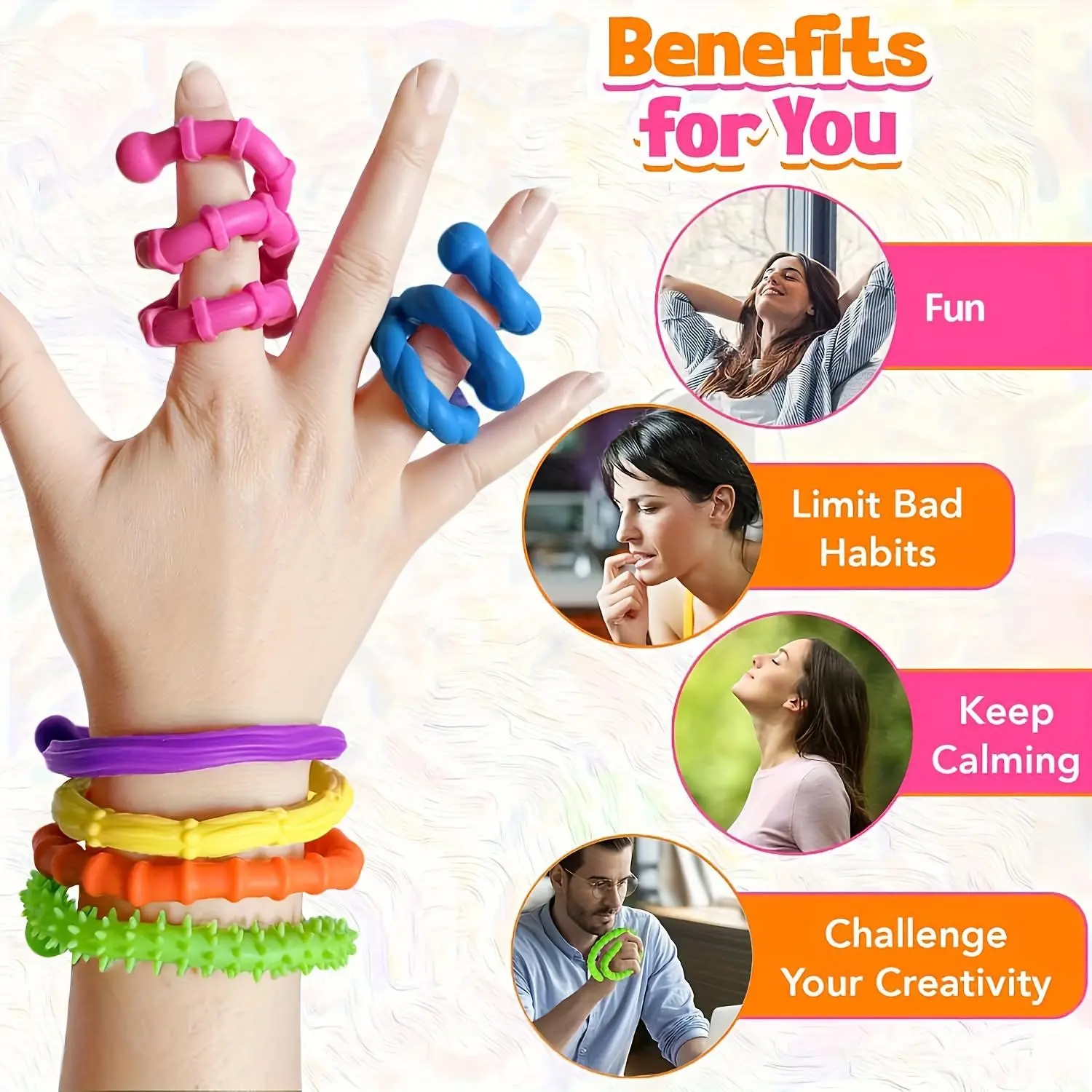 6 Silicone Sensory Sticks Reversible Texture Toys, Sensory Fidget Tools, Finger Fidgets, Sensory Calming Tool, Fine Motor Skills and Educational Thinking Toys, Random Colors, Perfect Party Gifts