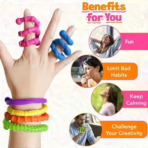 6 Silicone Sensory Sticks Reversible Texture Toys, Fine Motor Skills and Educational Thinking Toys, Random Colors, Perfect Party Gifts