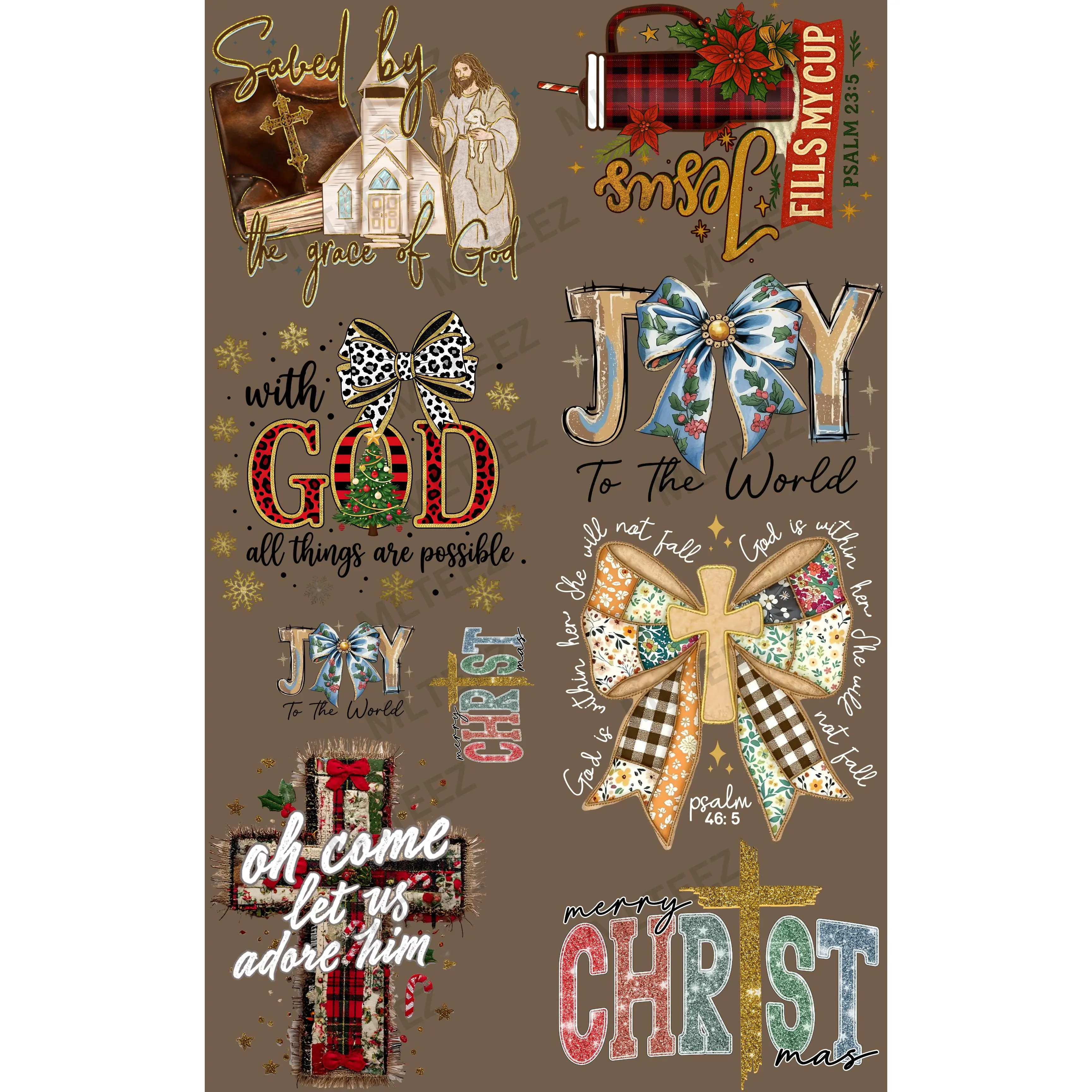 SAVED BY THE GRACE OF GOD PREMADE GANGSHEET - 22X36 DTF TRANSFERS - DIRECT TO FILM