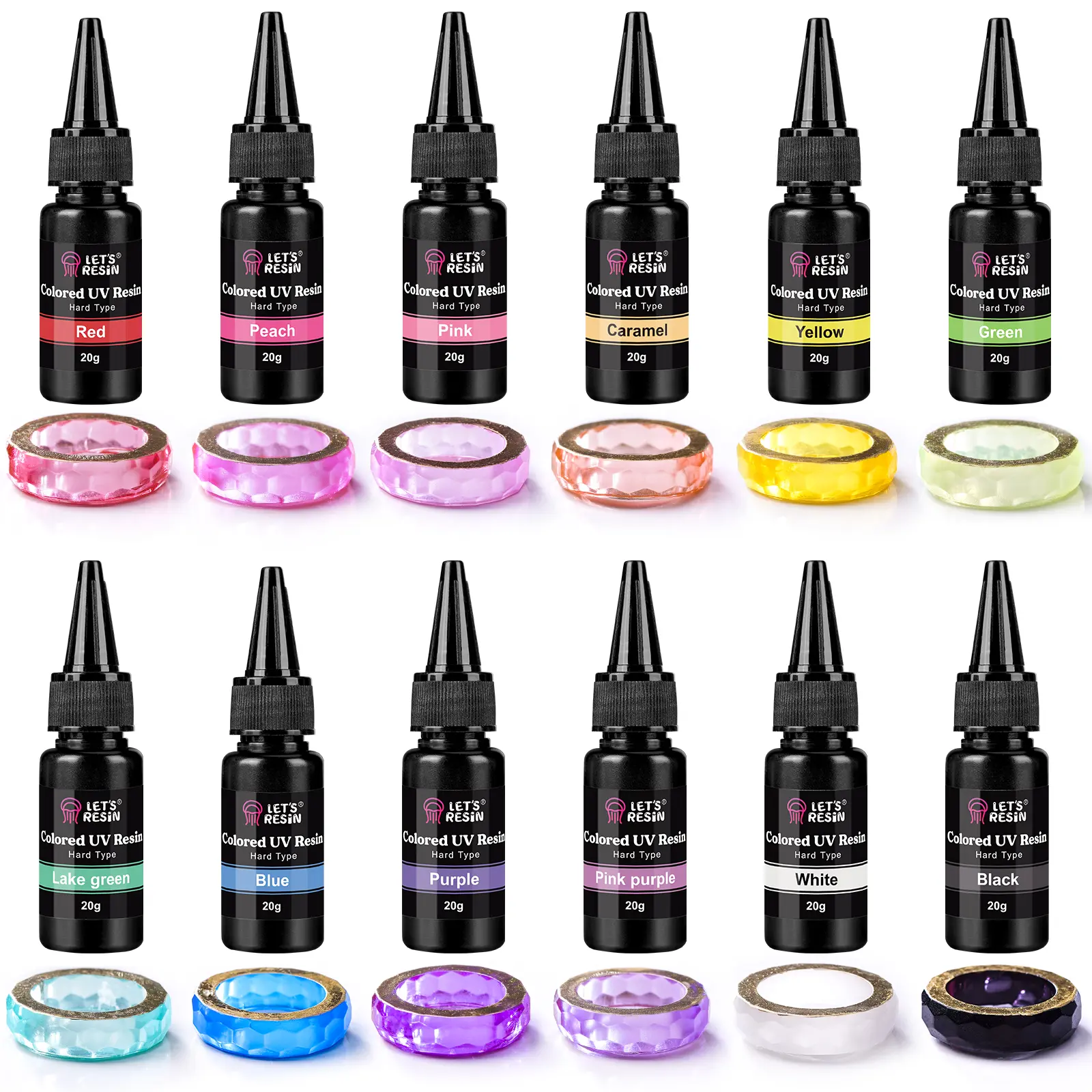 LET'S RESIN 12-Color Ultraviolet Clear UV Resin Colors for Crafting Kit, Odorless & Low Shrinkage, 20g Each for Jewelry Making, Decoration LET'S RESIN 12-Color Ultraviolet Clear UV Resin Colors for Crafting Kit, Odorless & Low Shrinkage, 20g Each for Jewelry Making, Decoration