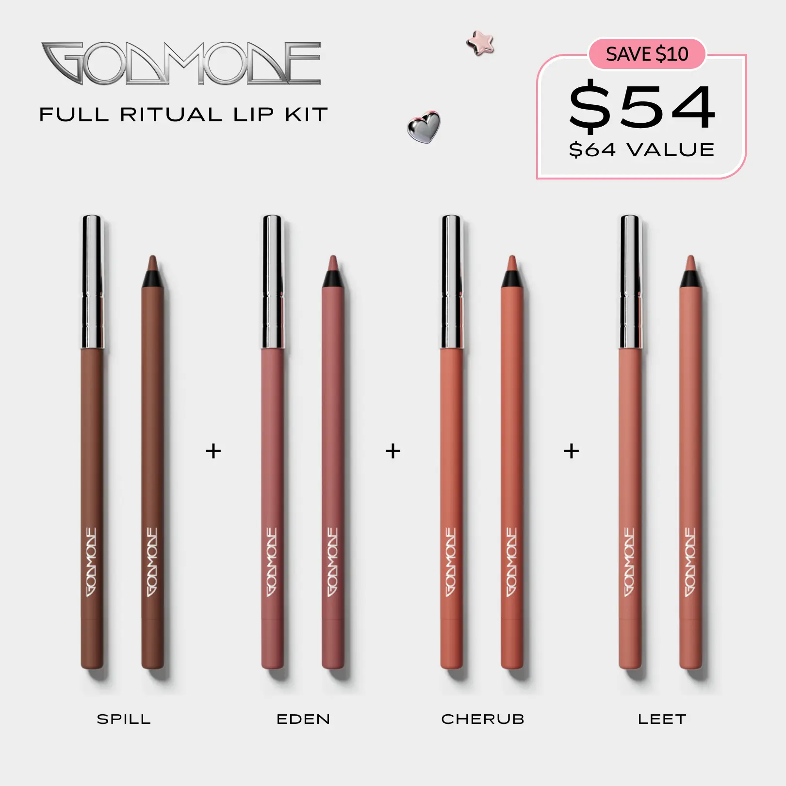 GODMODE Full Ritual Lip Kit Lip Liner Pencils Chocolate
