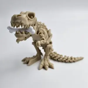 3D Printed Articulated Skeleton T-Rex Figurine with Bone Flexi