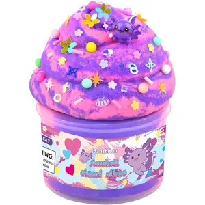 Axolotl Slime, Cloud Slime Kit for Girls Ages 8-12, Party Favor Toy for Girls and Boys, Perfect for Birthday Gift Cute Stuff (Pink & Purple)
