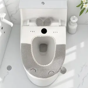 Thick Knitted Toilet Seat Cover, Removable & Washable Non-Slip Toilet Mat, Slow-Rebound Comfort Cushion, Fits Round & Oval Toilets, Antibacterial & Water-Resistant, Multiple Colors, Easy-Clean Bathroom Accessory for Home.