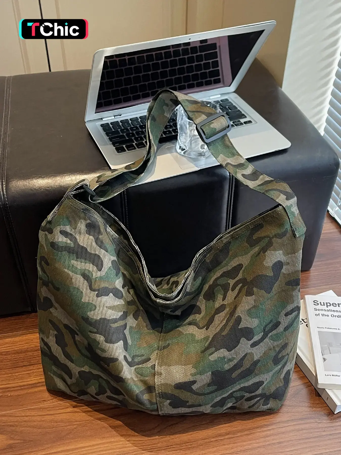 Camouflage Canvas Large Backpack, Leopard Print Casual Crossbody Shoulder Bag, Unisex Fashion Vintage Single-Shoulder Bag for All Seasons, Commuter Crossbody Bag, Travel Crossbody Bag, Versatile Shoulder Bag, Canvas Shoulder Bags