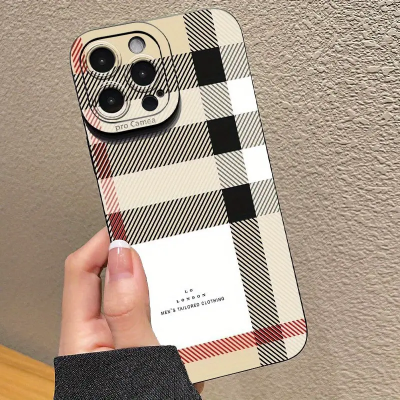 Classic Plaid Pattern Protective Phone Case Cover, Stylish Shockproof Casing, Shockproof Durability Wide Compatibility for Smartphone iPhone 11/12/13/14/15/16/17 Pro Max/plus/air, Gift for Boyfriend/girlfriend, Accessories, Casing