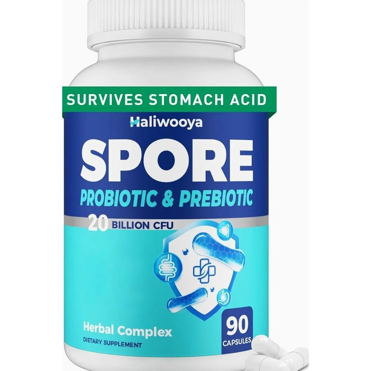 100% Spore Probiotic, 20 Billion CFU Spore Based Probiotics for Women & Men, No Refrigeration & Vegan, 90 Capsules