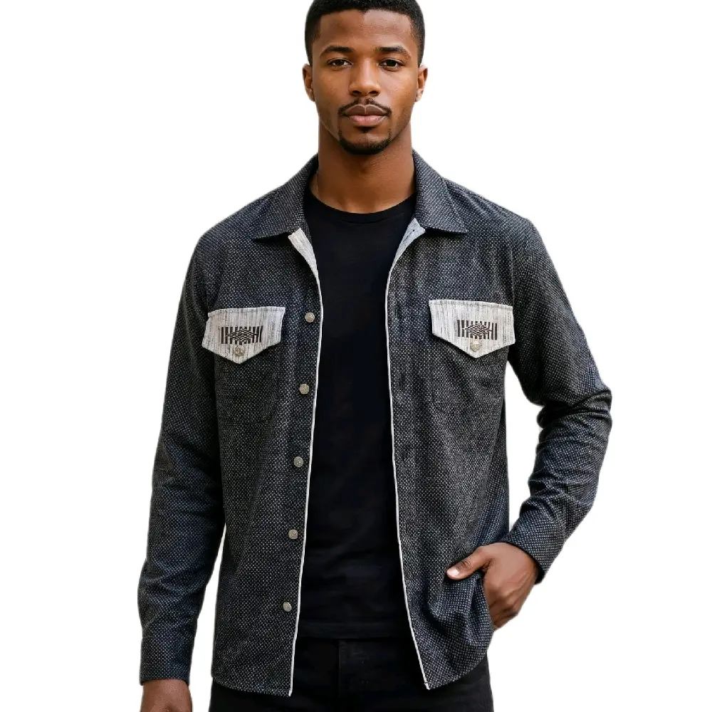 Men's Dark Gray Heritage Jacket with Button Pockets  for Casual Wear