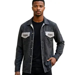 Men's Dark Gray Heritage Jacket with Button Pockets  for Casual Wear